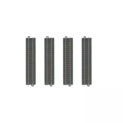 Juego de 4 carriles rectos con balasto – Marklin 20188 – HO 1/87 – Código 83 – Vía C – Longitud 188,3 mm – 3R