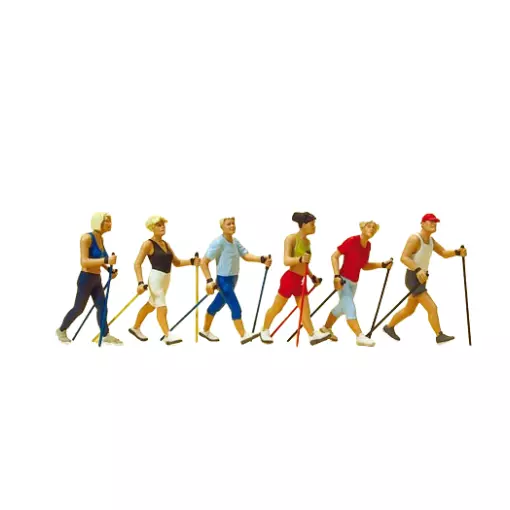 Personajes haciendo marcha nórdica