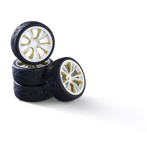 Juego de 4 ruedas M-Design blancas y doradas – Carson 500900184 – 1/10