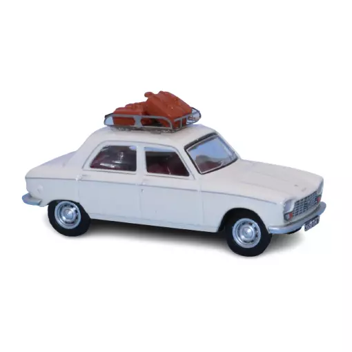 Coche Peugeot 204 blanco, baca SAI 1722 – HO : 1/87 –