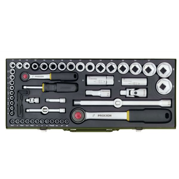 Proxxonindustrial – Complet-dopsleutelset 1/4″»+1/2″» (56-dlg.)