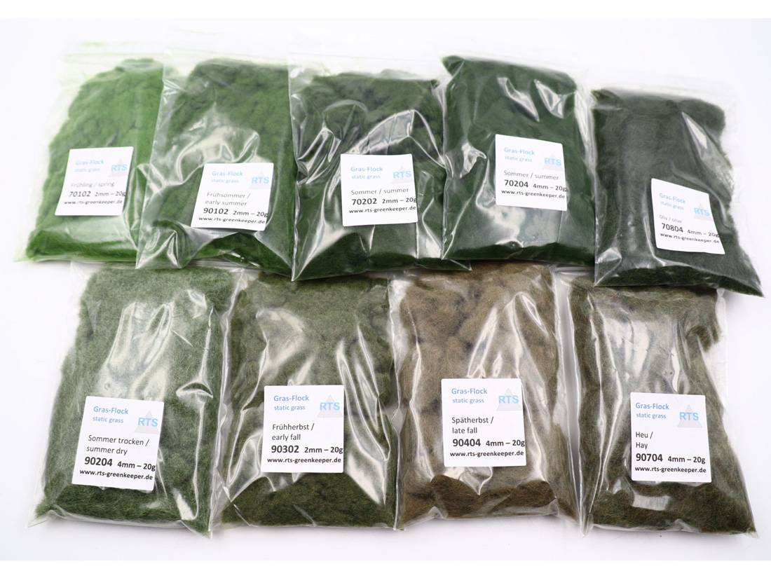 Grass flock set green 2-4mm 180g RTS-91002