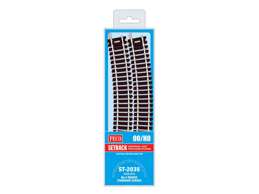 HO Setrack Code 100 Curved track R4 571,5mm 8x Peco-ST-2035