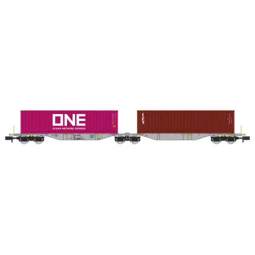 Vagón Sggmrss 90 AEE + 2 Contenedores 40′ – REE MODELS NW-329 – N 1/160 – SNCF – EP VI – DC