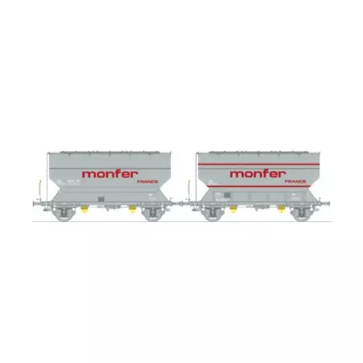Lote de 2 vagones cerealeros FAUVET-GIREL «MONFER» – Ree Models WB892 – HO 1/87 – SNCF – Ep IV/V – 2R