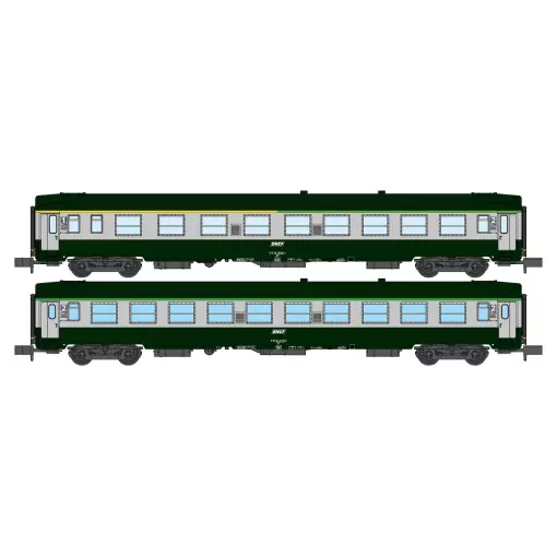 Lote de 2 coches de viajeros UIC A4B5 & B10 – REE Models NW263 – N 1/160 – SNCF – EP V