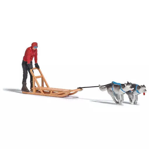 Perros de trineo, trineo y personaje