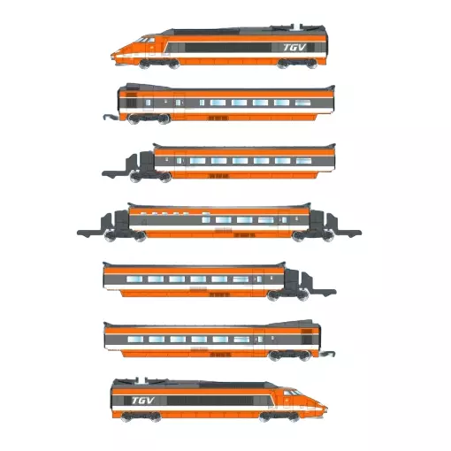 TGV PSE naranja récord del mundo – Azar Models T01-OR1A – Z 1/220 – SNCF – EP IV – 2R – Analógico