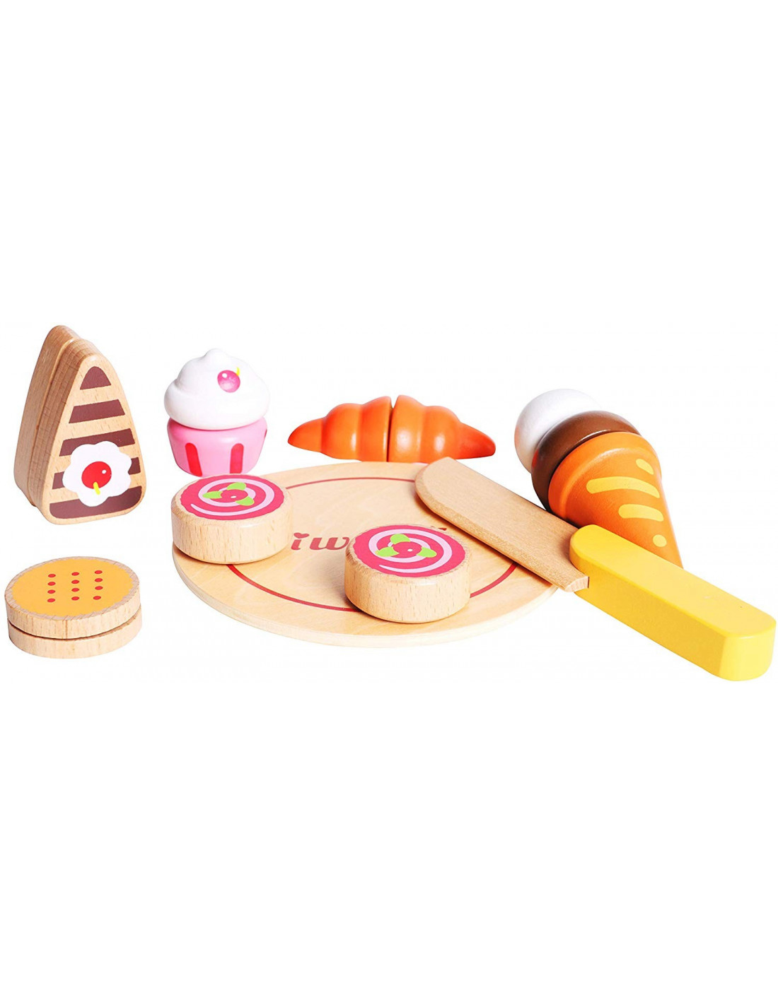 Juego de comida de madera postre