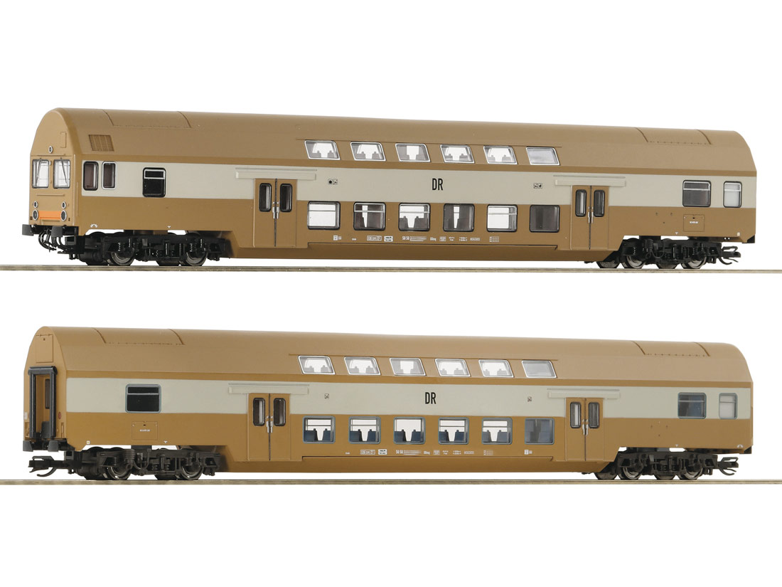 passenger coach set double-decker car mustard DR Set1 2x Roco-6280025